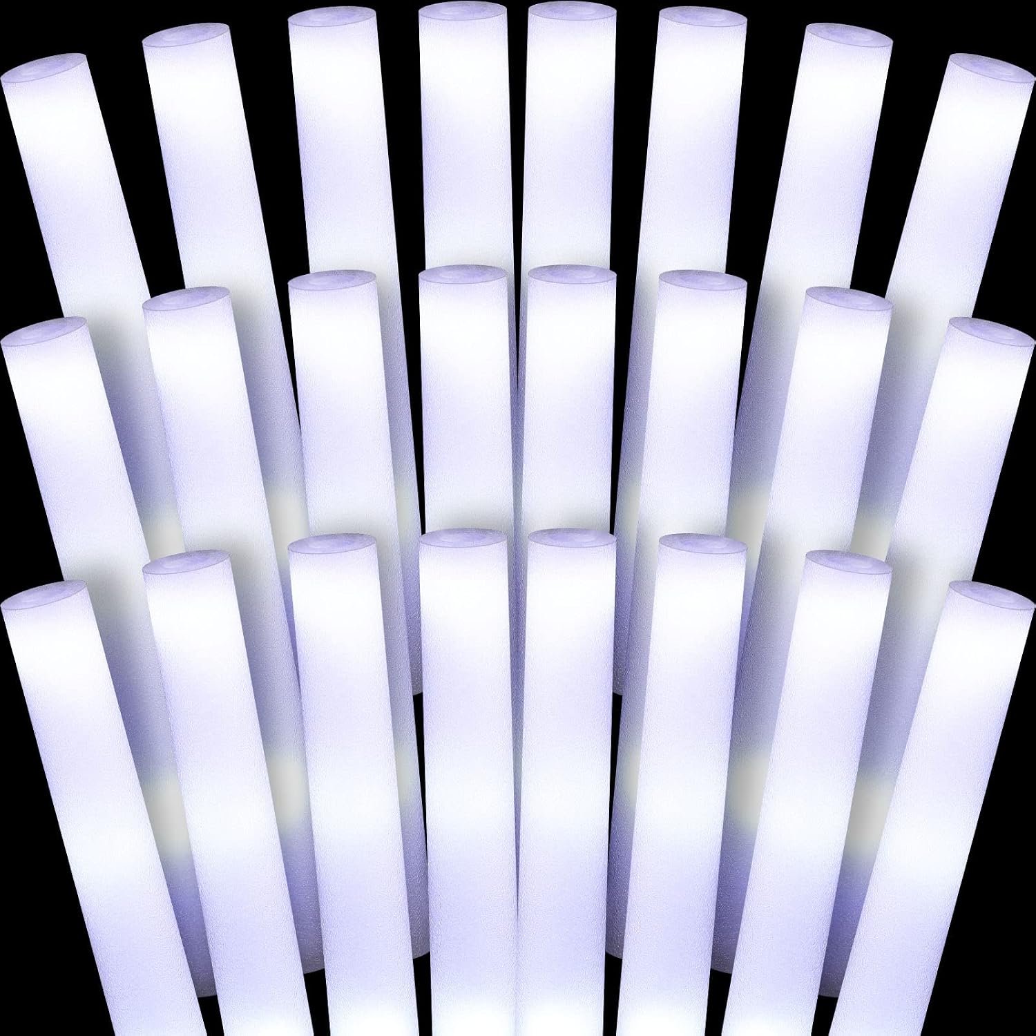 Liliful 72 Pcs LED Foam Sticks Bulk White Light up Sticks Flashing Glow Baton Wands Themed Party Set, Glow in the Dark Party Supplies for Christmas, Valentines Day, Wedding, Birthday, Concert