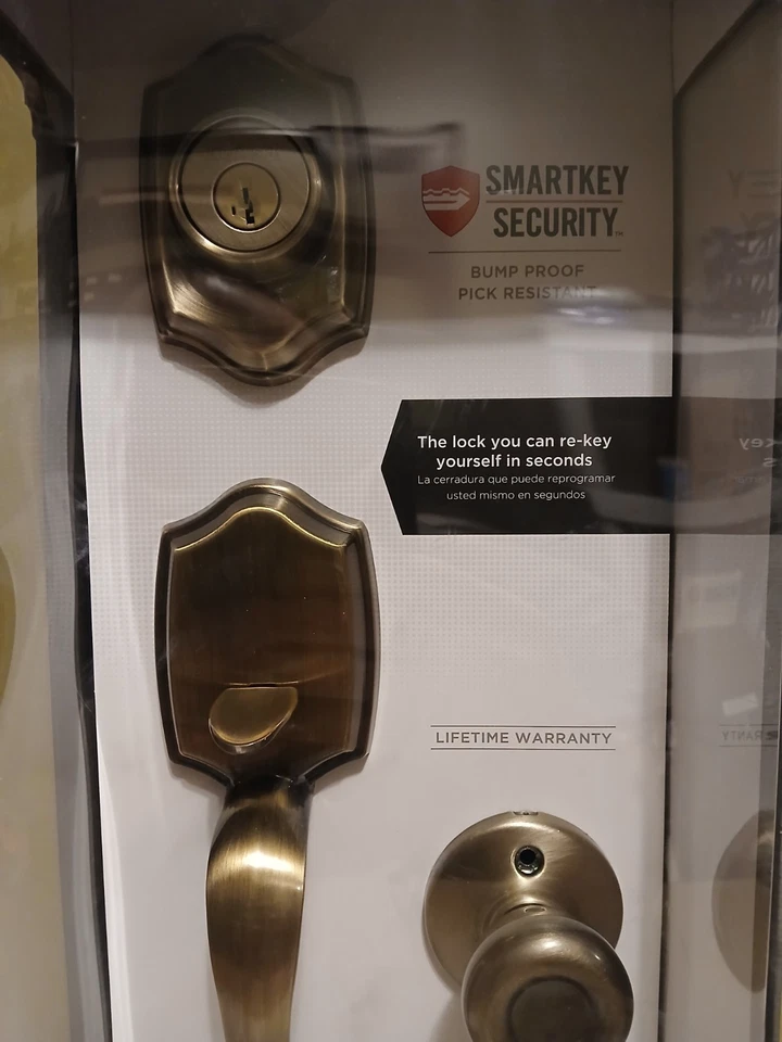 Kwikset Antique Brass Belleview Handleset with Polo Knob - Image 3