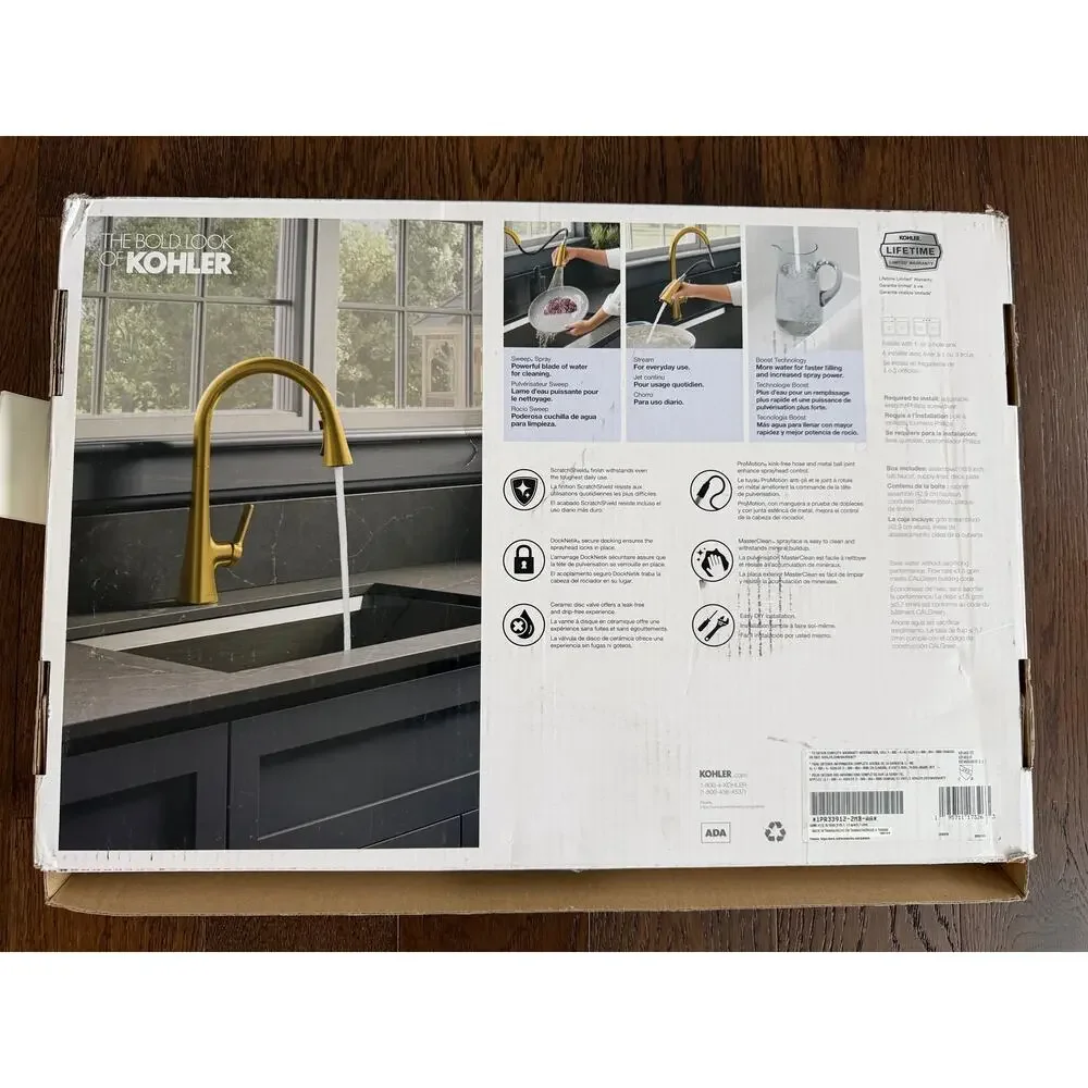 Kohler Guild Kitchen Faucet Vibrant Brushed Moderne Brass Finish - Image 2