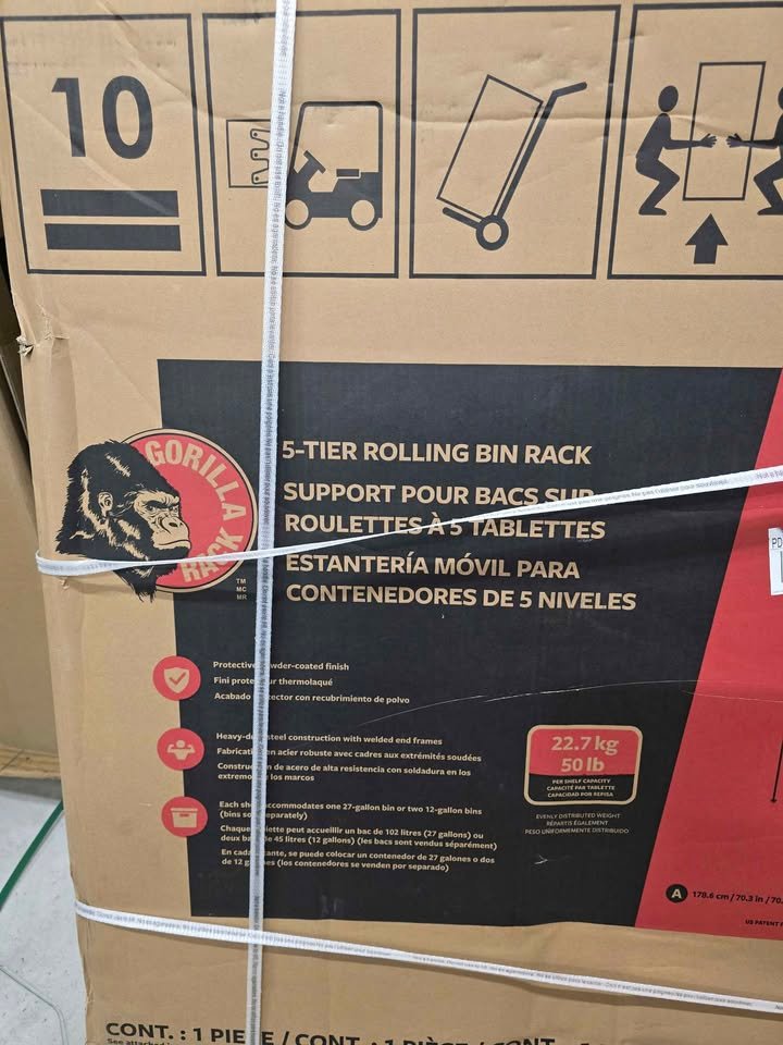 Gorilla Rack 5-Tier Rolling Bin Rack - Image 3