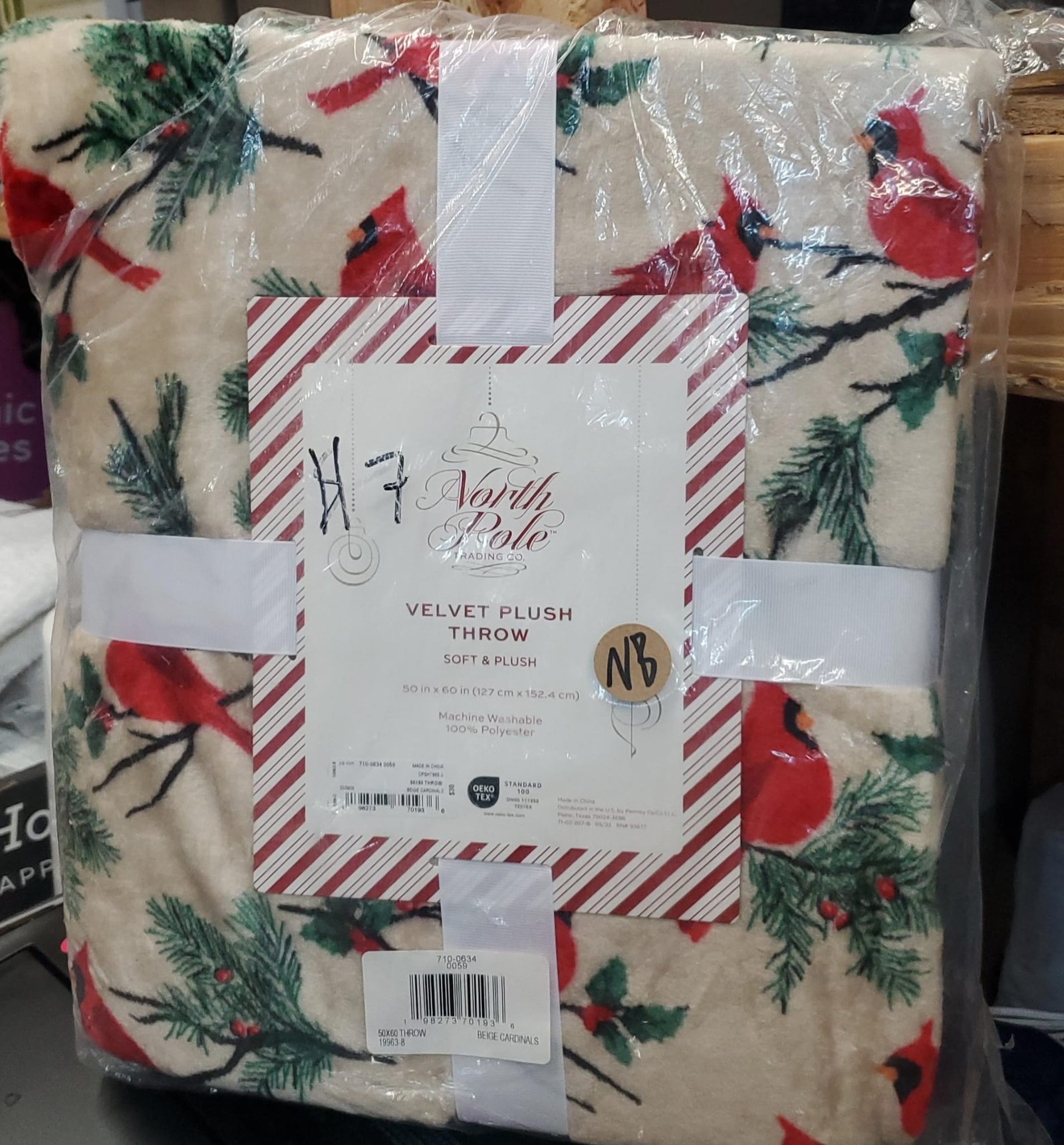 North Pole Trading Co. Cardinal Holiday Velvet Plush Throw Blanket
