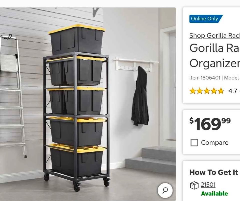 Gorilla Rack 5-Tier Rolling Bin Rack - Image 2
