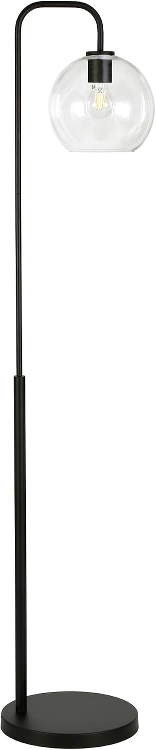 Harrison Arc Floor Lamp with Glass Shade in Blackened Bronze/Clear - Image 3