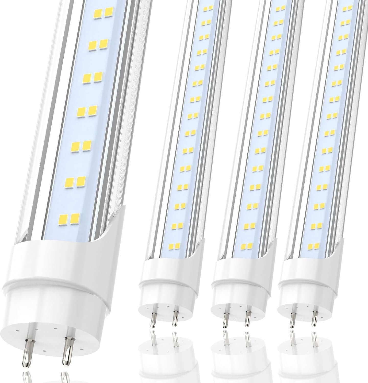 JESLED 4FT LED T8 Type A+B Tube Lights, 24W(65W Equivalent), 3200LM, 5000K, Single or Double End Powered, Plug and Play or Ballast Bypass, 4 Foot T10 T12 Fluorescent Bulbs Replacement, Clear(6-Pack)