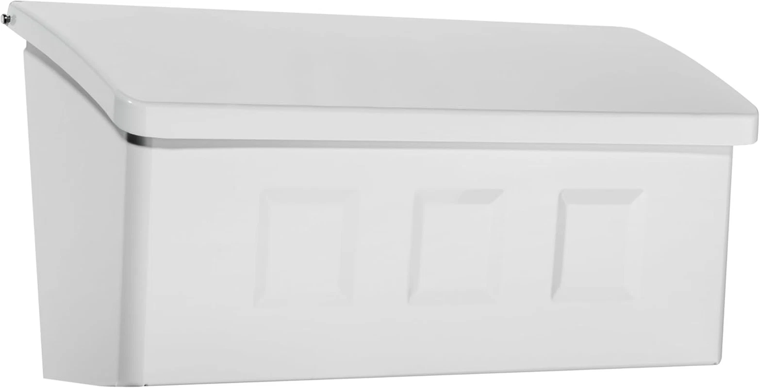 Wayland Galvanized Steel Wall Mount Mailbox, 2689W-10, White, Small Capacity