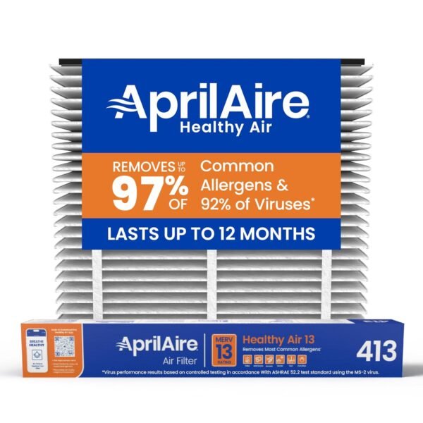 Genuine AprilAire 413 Replacement Filter for AprilAire Whole House Air Purifiers - MERV 13, Healthy Home Allergy, 16x25x4 Air Filter (Pack of 1)