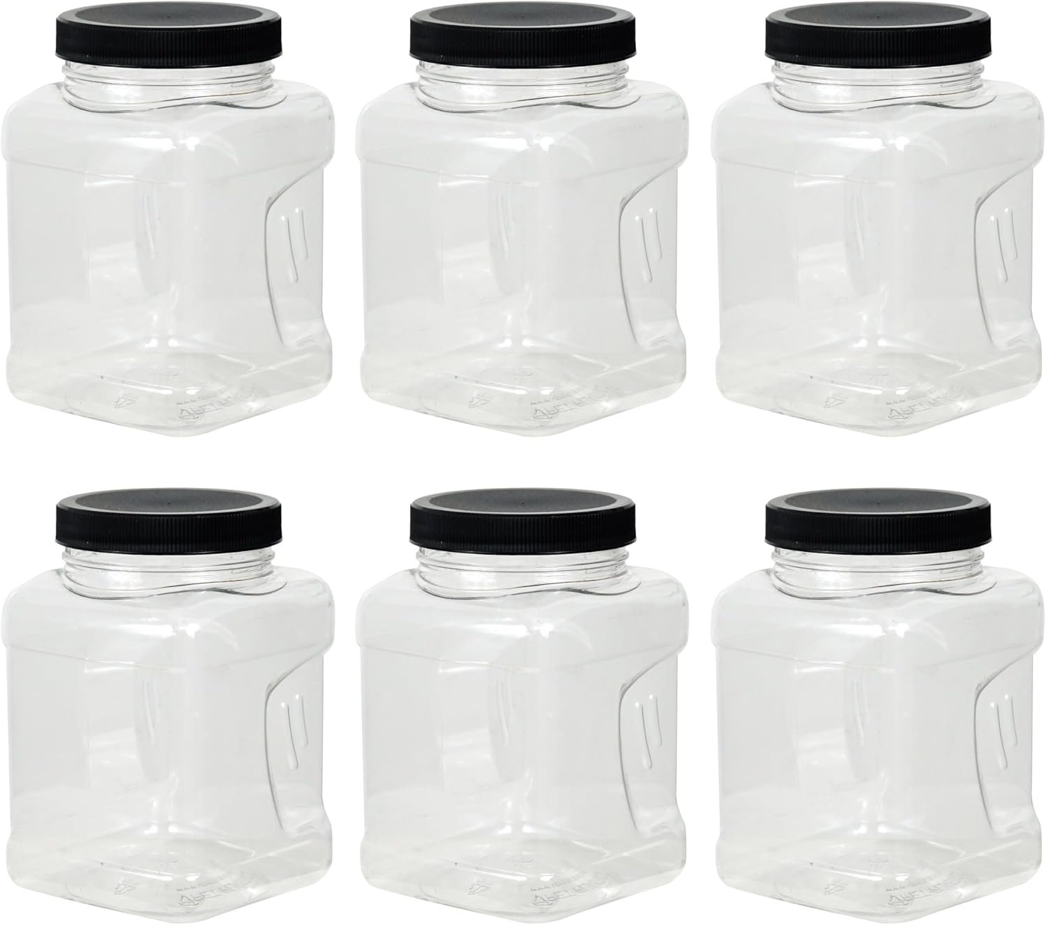 Hampton Distribution 16 Fluid Ounce Square Jar with Handle & Black Lid (Pack of 6), Pantry Organization & Storage, Plastic Storage Container with Lid - Image 3