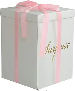 Surprise Explosion Flower Gift Box 10 10 14 inches- For Marriage Proposal Birthday Party Christmas Any Surprise Event (Without flower) (White (Only box)) - Image 2