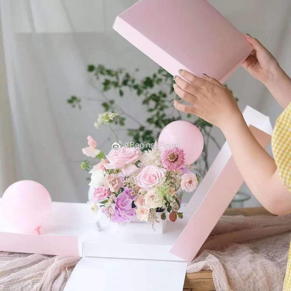 Surprise Explosion Flower Gift Box 10 10 14 inches- For Marriage Proposal Birthday Party Christmas Any Surprise Event (Without flower) (White (Only box)) - Image 3