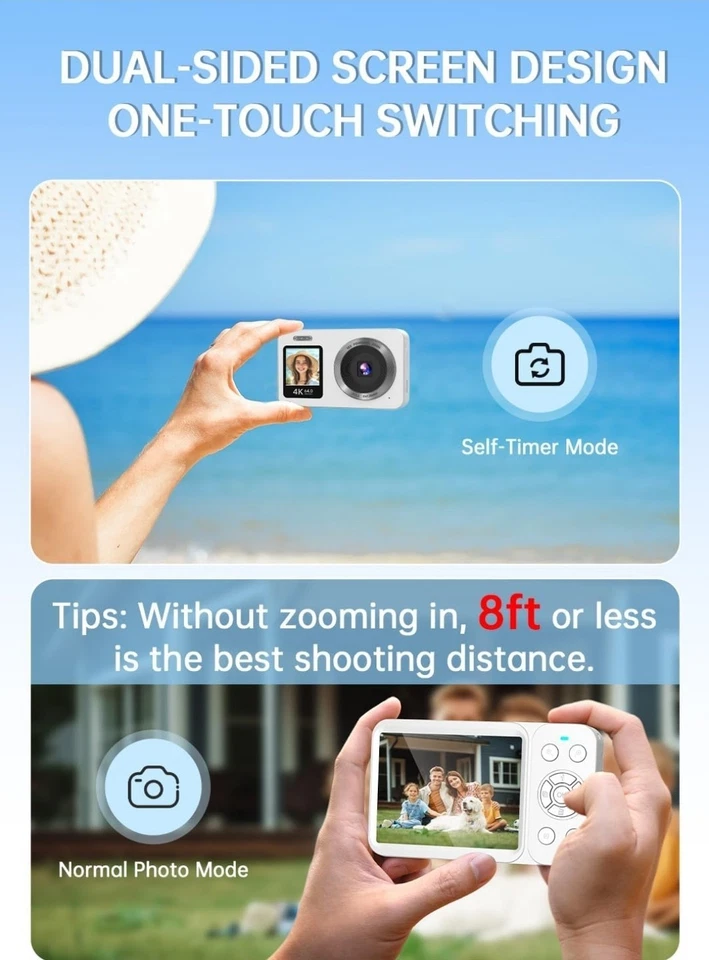 Digital Camera, 4K 64MP UHD Dual Screens Camera, 18X Zoom, Portable Small Point - Image 2