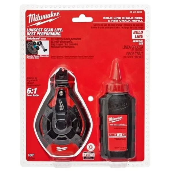 Milwaukee 100 ft. Bold Line Chalk Reel Kit with Red Chalk