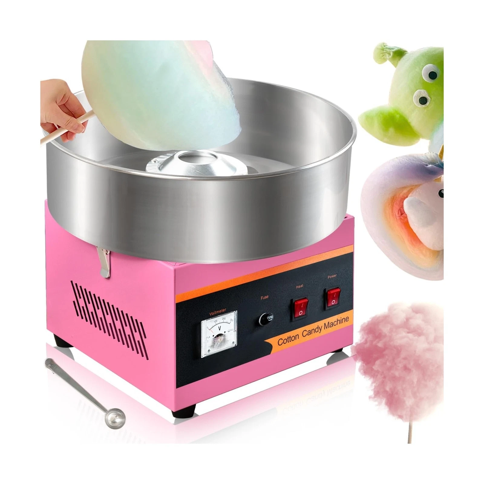 Cotton Candy Machine Commercial, 1000W Efficiently Cotton Candy Maker Machine with Stainless Steel Bowl, Sugar Scoop, Easy & Safe to Use, Candy Floss Maker for Kids, Home, Party, Birthday, Festival - Image 4
