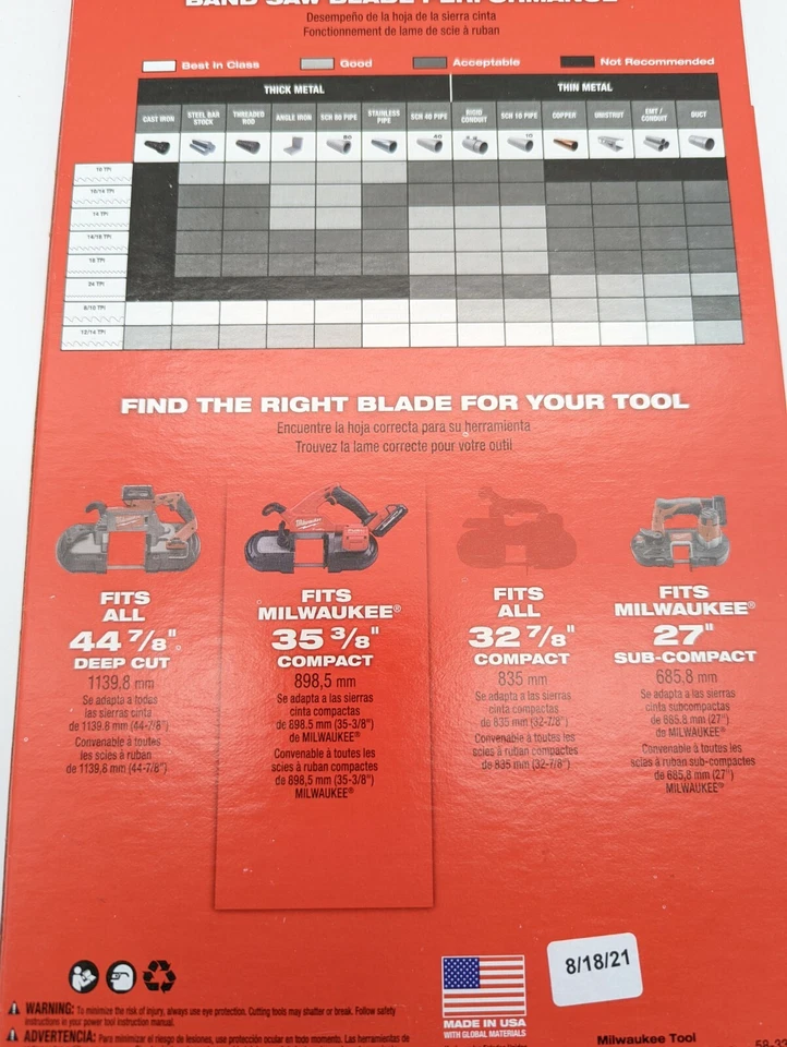 Milwaukee 48-39-0528 35-38 in. 18 tpi. Compact Band Saw Blade 1 pk - Image 2