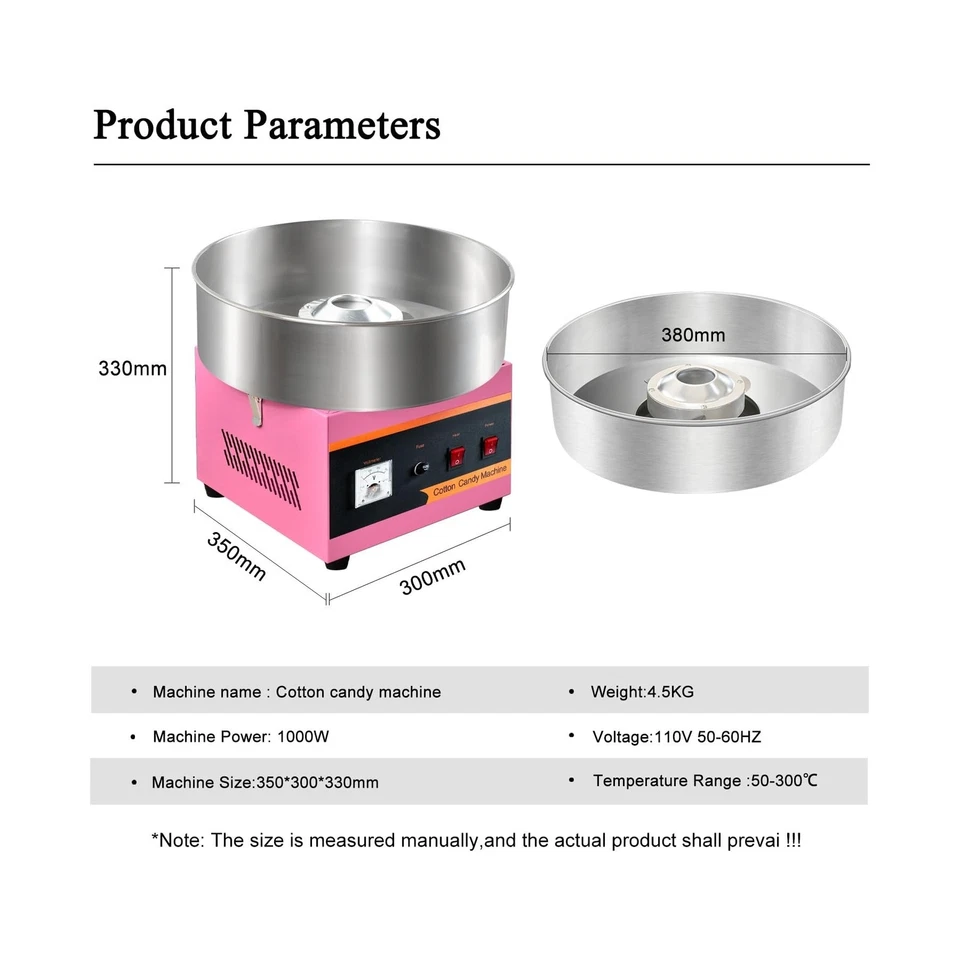 Cotton Candy Machine Commercial, 1000W Efficiently Cotton Candy Maker Machine with Stainless Steel Bowl, Sugar Scoop, Easy & Safe to Use, Candy Floss Maker for Kids, Home, Party, Birthday, Festival - Image 3